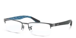 Shop Ray-Ban Unisex Half Rim Rectangle Eyeglasses in Gunmetal online.