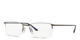 Shop GIORGIO ARMANI Half Rim Rectangle Eyeglasses in Matte Brushed Golden Gunmetal online.
