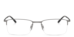 Shop GIORGIO ARMANI Half Rim Rectangle Eyeglasses in Matte Gunmetal online.