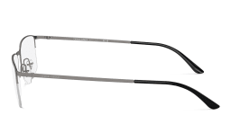 Shop GIORGIO ARMANI Logo Half-Rim Rectangle Eyeglasses in Matte Gunmetal online.