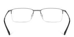 Shop GIORGIO ARMANI Logo Half-Rim Rectangle Eyeglasses in Matte Gunmetal online.