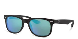 Shop Ray-Ban Junior Kids New Wayfarer Square Sunglasses in Shiny Black online.