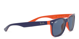 Shop Ray-Ban Junior Kids New Wayfarer Square Sunglasses in Blue On Orange online.