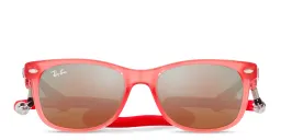 Shop Ray-Ban Junior Kids New Wayfarer Square Sunglasses in Opal Red online.