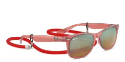 Shop Ray-Ban Junior New Wayfarer Kids Square Sunglasses in Opal Red online.