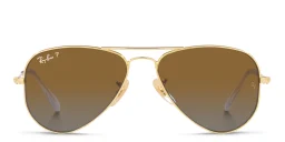 Shop Ray-Ban Junior Kids Mirror Aviator Sunglasses in Gold online.
