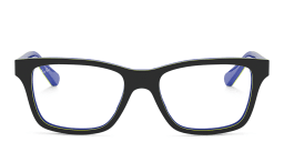 Shop Ray-Ban Junior Kids Square Eyeglasses in Dark Grey On Blue online.