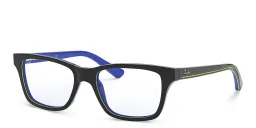Shop Ray-Ban Junior Kids Square Eyeglasses in Dark Grey On Blue online.