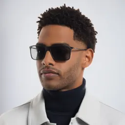 Shop GIORGIO ARMANI Rectangle Sunglasses in Matte Black online.