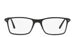 Shop GIORGIO ARMANI Wide Rectangle Eyeglasses in Black online.