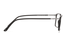 Shop GIORGIO ARMANI Wide Rectangle Eyeglasses in Black online.