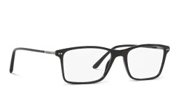 Shop GIORGIO ARMANI Wide Rectangle Eyeglasses in Black online.