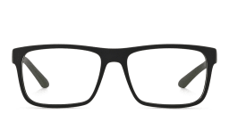 Shop GIORGIO ARMANI Rectangle Eyeglasses in Black Rubber online.