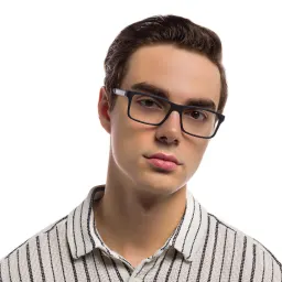Shop Emporio Armani Rectangle Eyeglasses in Rubber Black online.