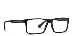 Shop Emporio Armani Rectangle Eyeglasses in Rubber Black online.