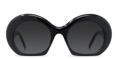 Curvy Black Round Sunglasses
