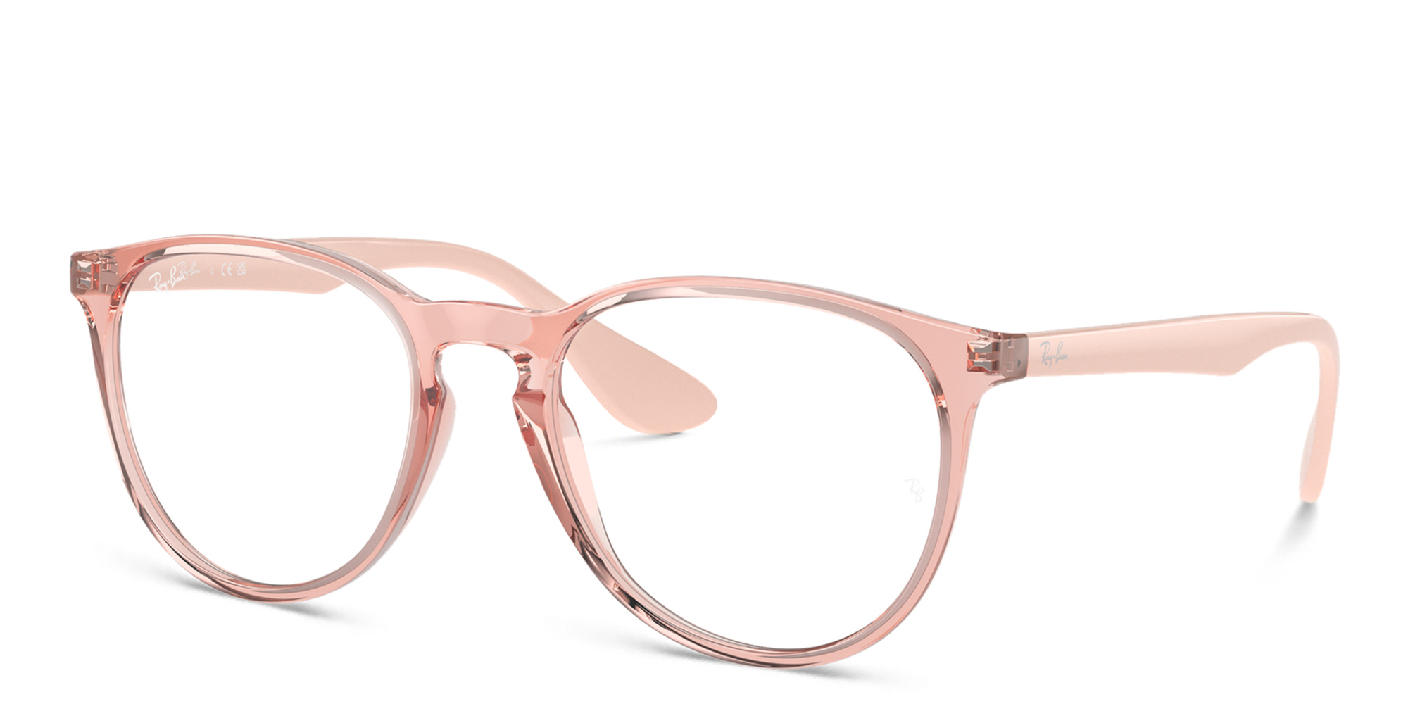 Ray-Ban Erika Round Eyeglasses in Transparent Pink – Product Photo 2