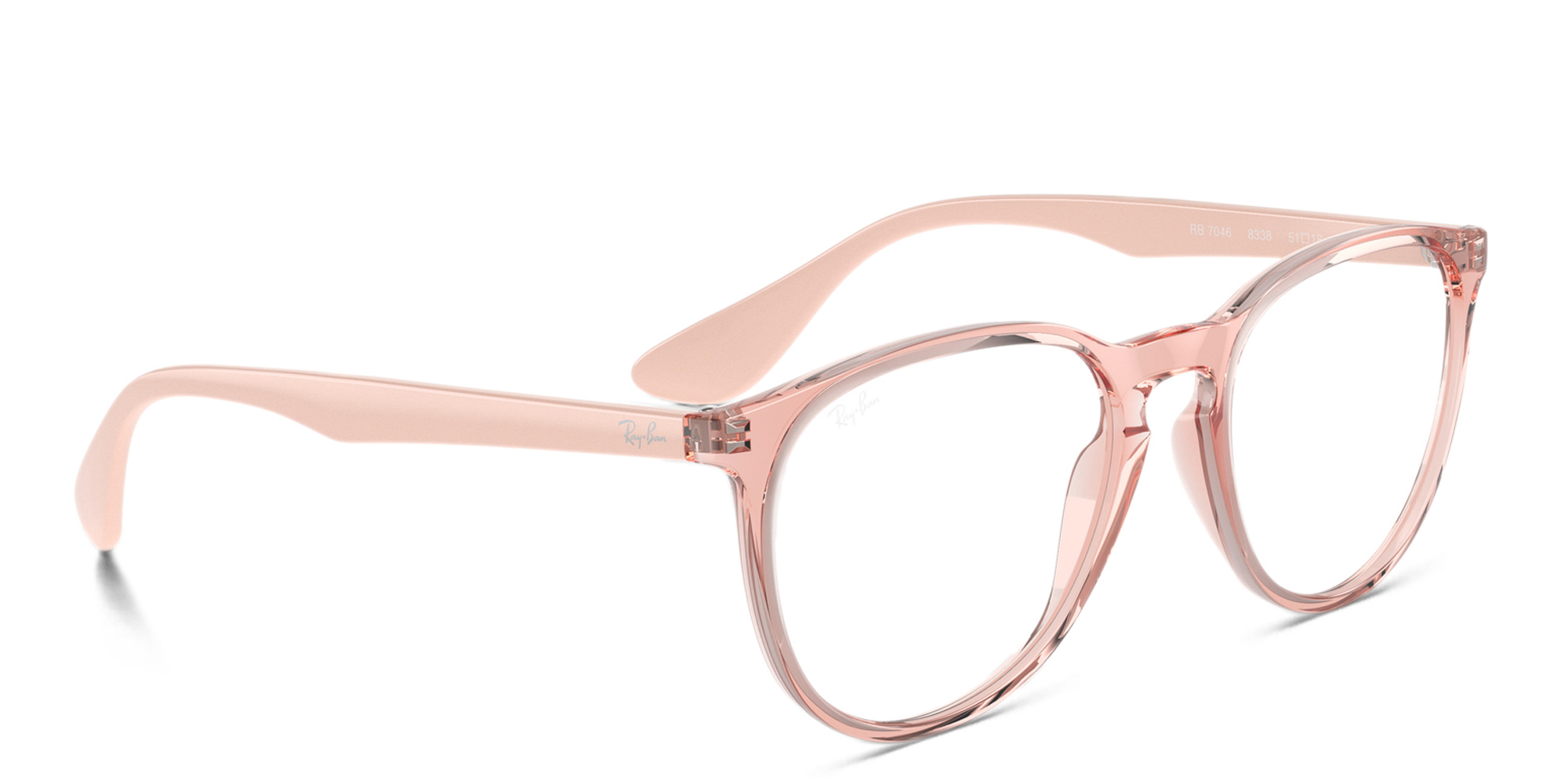 Ray-Ban Erika Round Eyeglasses in Transparent Pink – Product Photo 4