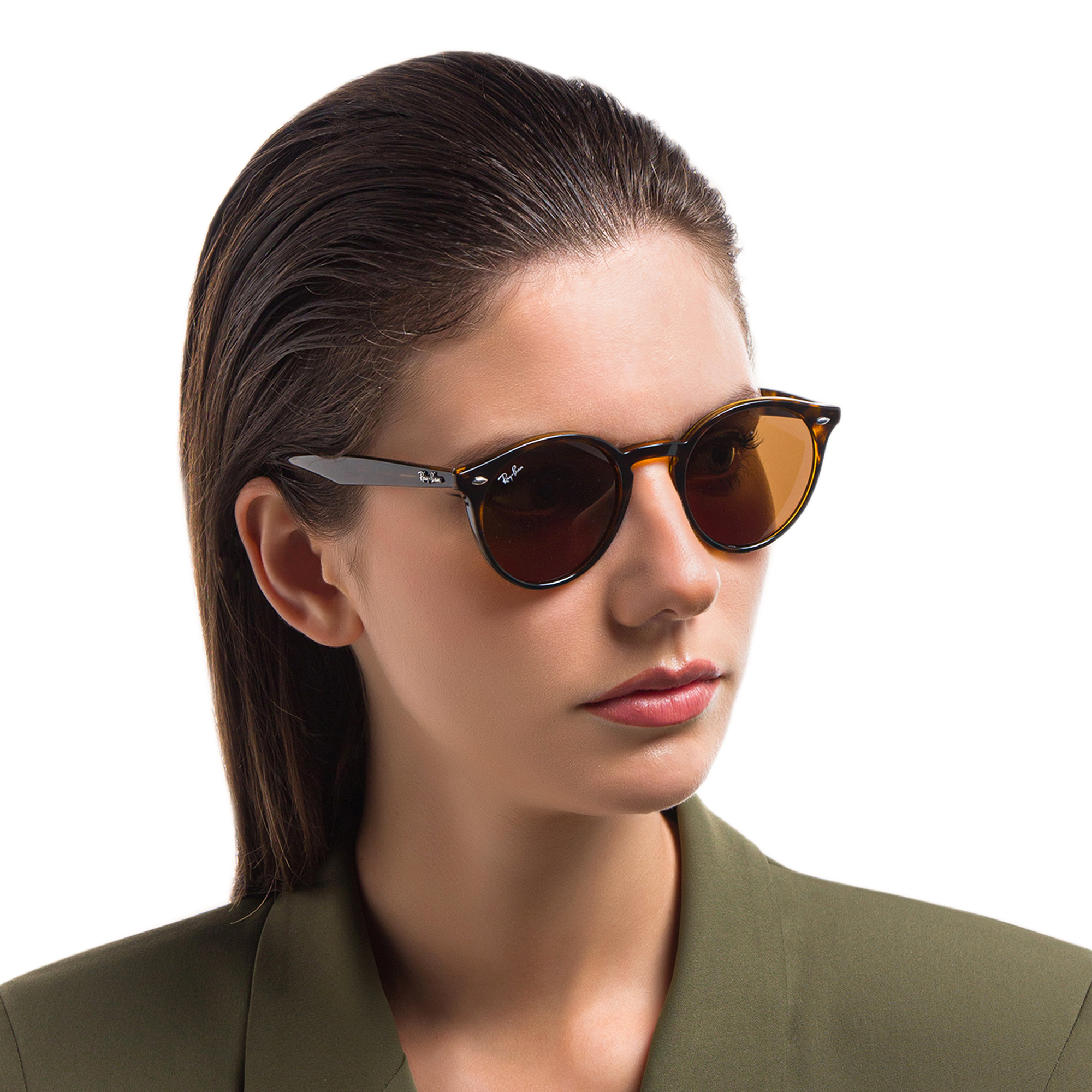 Ray-Ban Unisex Round Sunglasses in Light Havana – Product Photo 6