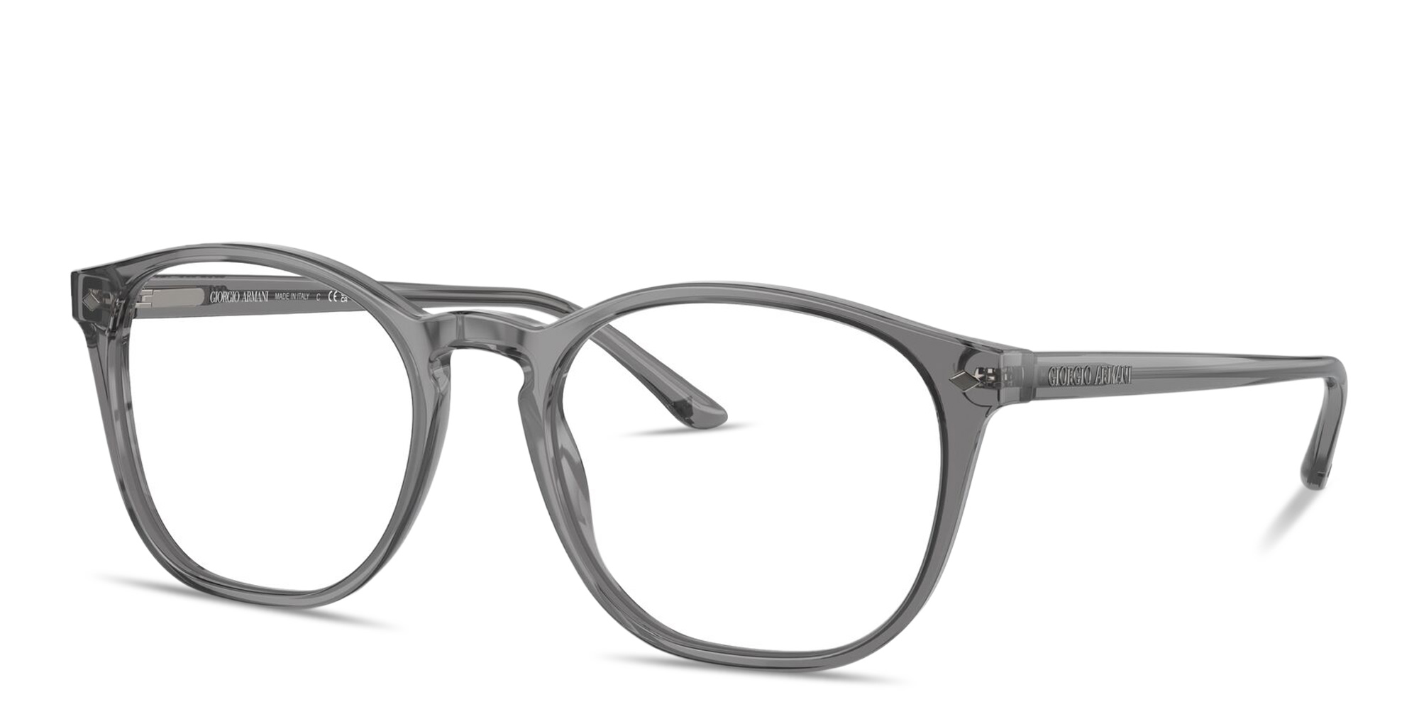 GIORGIO ARMANI Logo Signature Round Eyeglasses in Transparent Grey – Product Photo 2