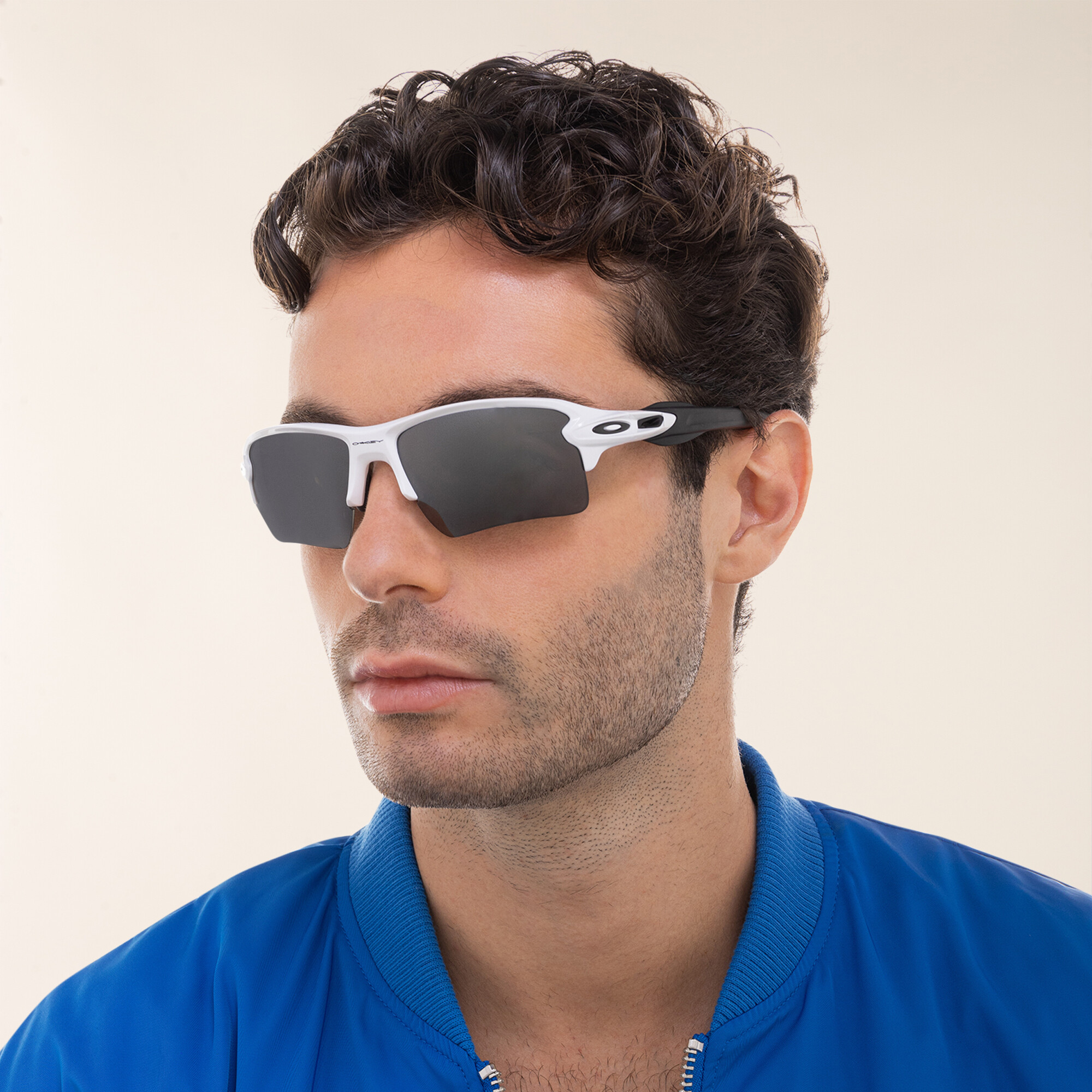 Shop Oakley Flak 2.0 XL Half-Rim Rectangle Sunglasses in Polished Black online.