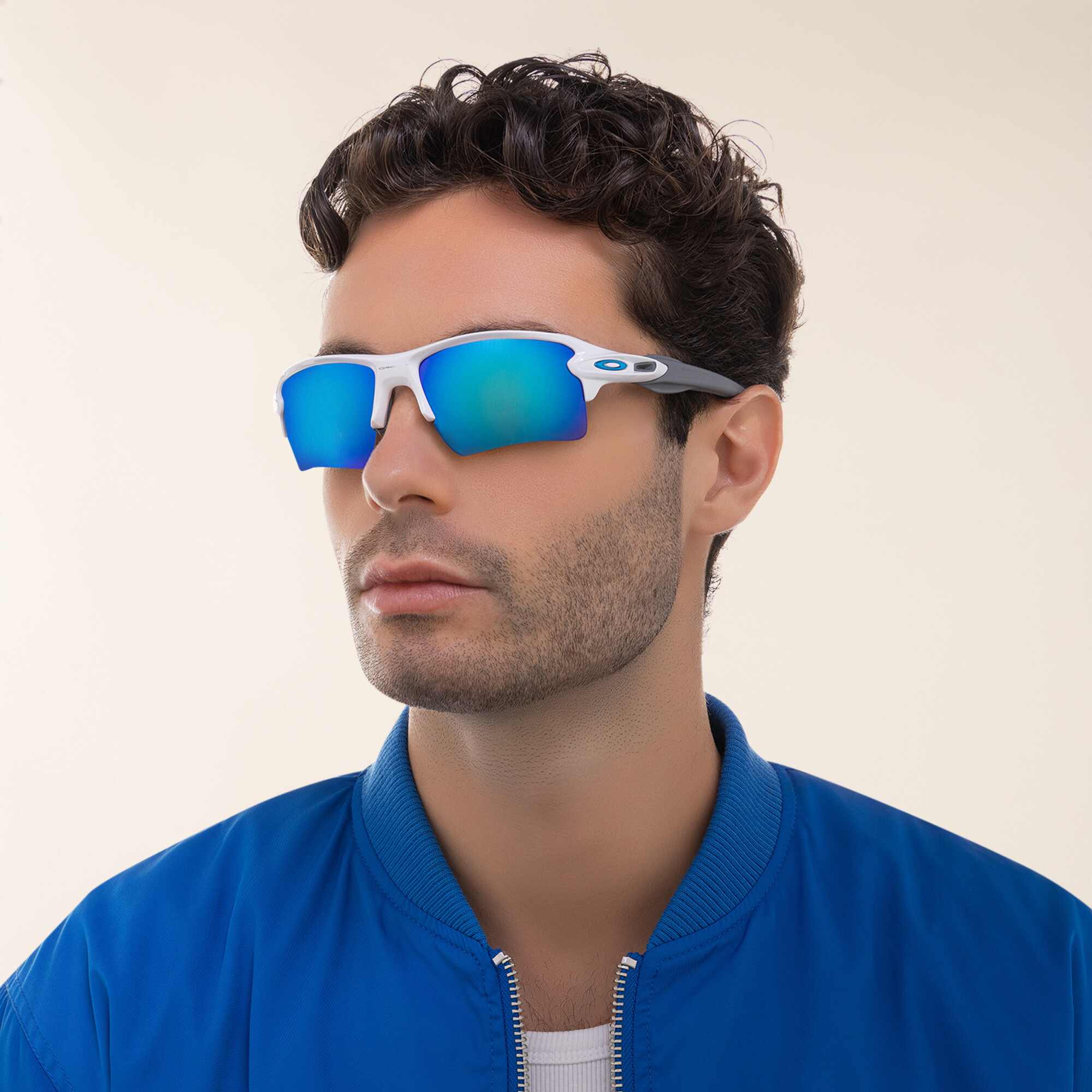 Oakley Flak 2.0 XL Half-Rim Rectangle Sunglasses in Polished White – Product Photo 5