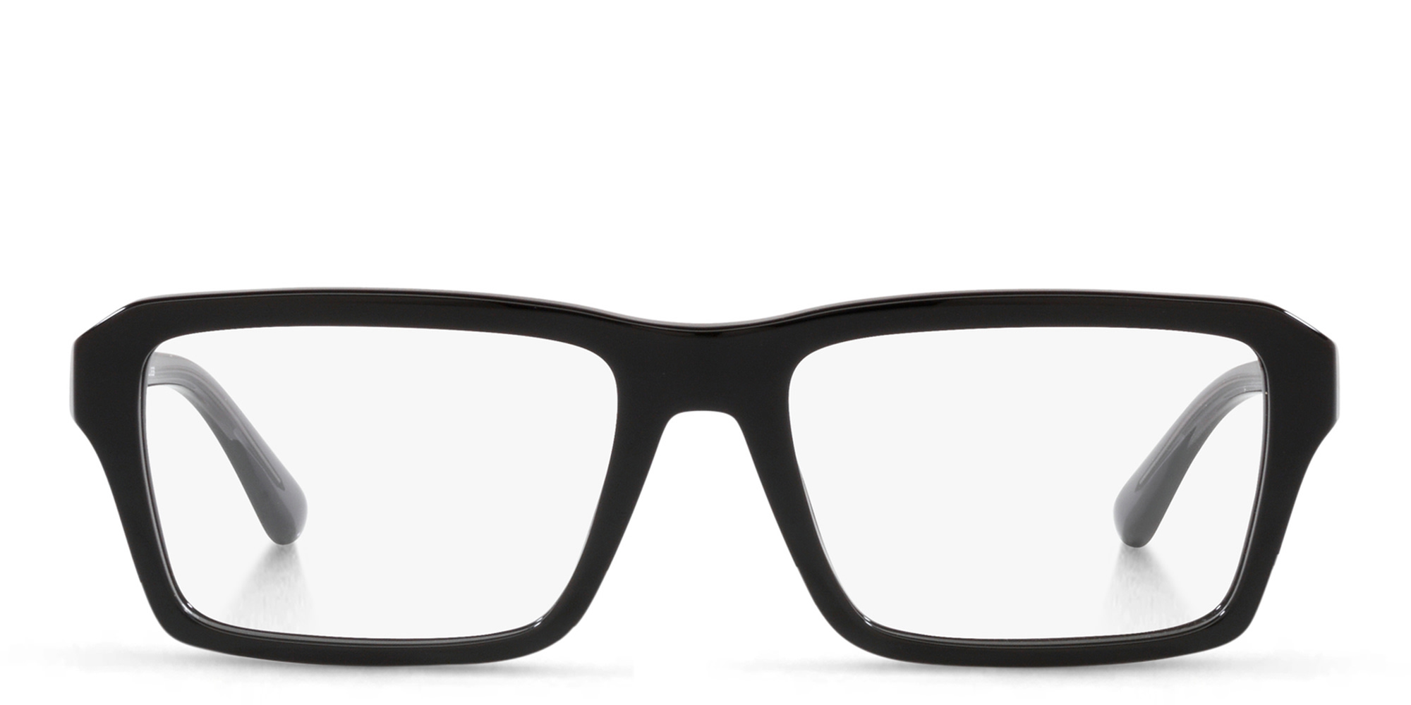 Emporio Armani Wide Rectangle Eyeglasses in Shiny Black – Product Photo 1