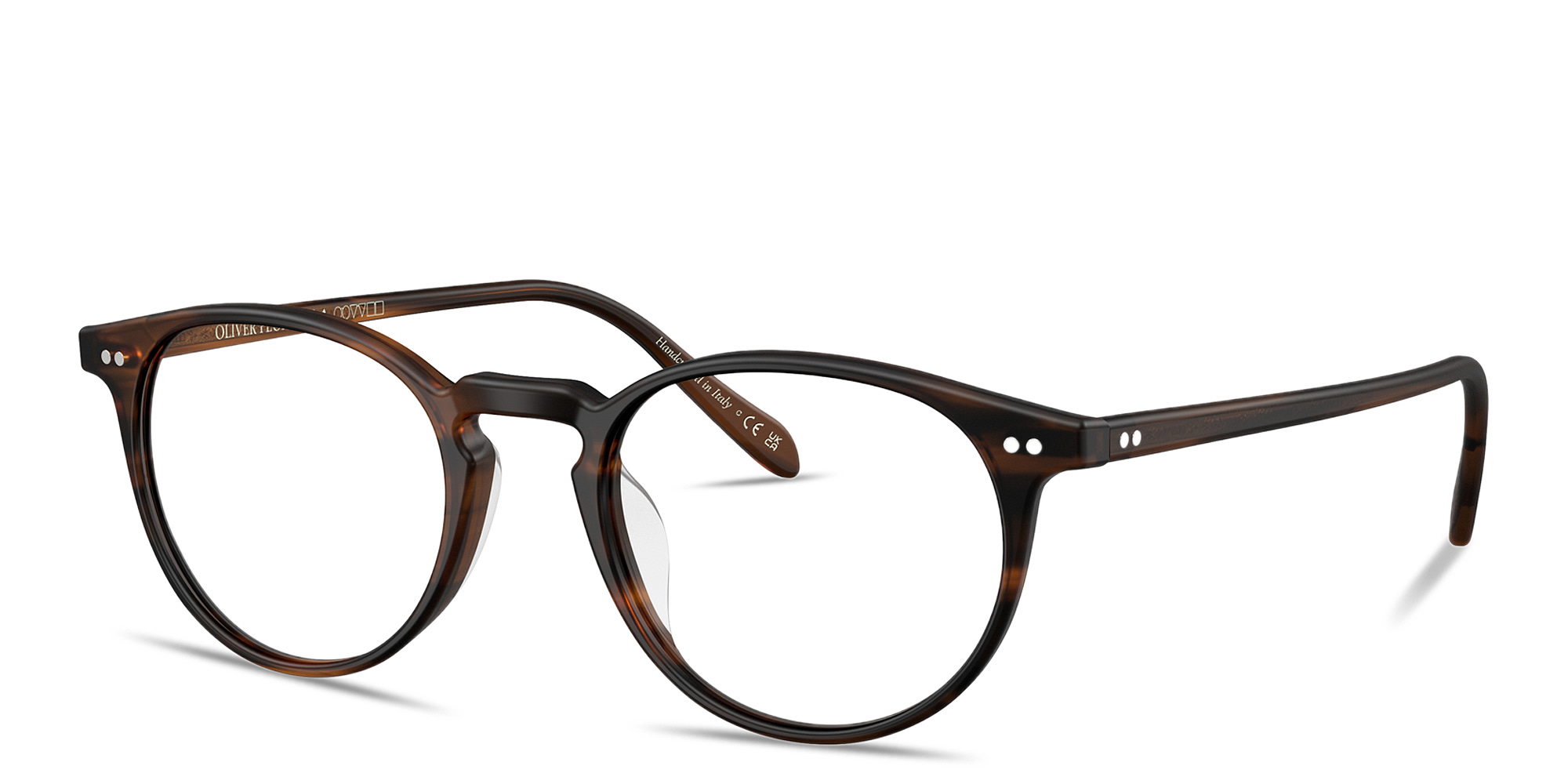 Shop OLIVER PEOPLES Riley-R Unisex Panthos Eyeglasses in Semi Matte Tuscany Tortoise online.