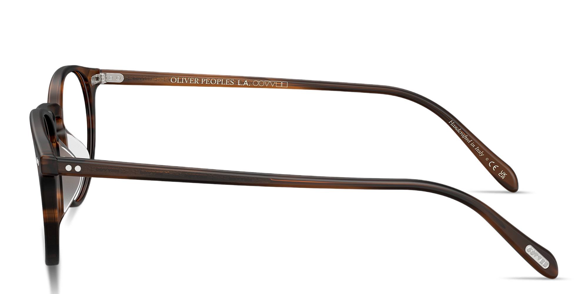 Shop OLIVER PEOPLES Riley-R Unisex Panthos Eyeglasses in Semi Matte Tuscany Tortoise online.