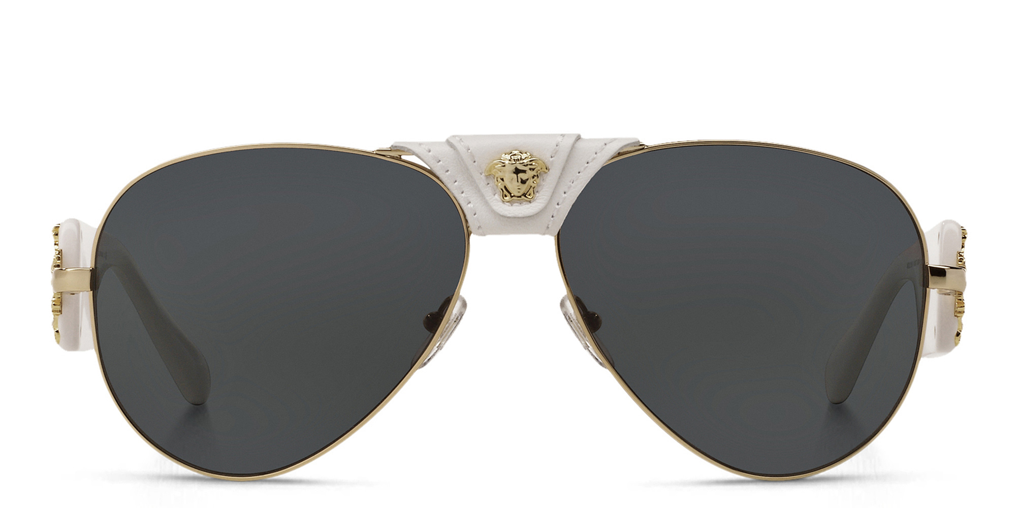 Shop VERSACE Aviator Sunglasses in Gold online.
