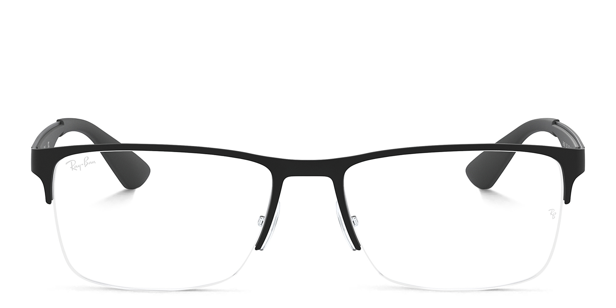 Ray-Ban Optics Unisex Half-Rim Rectangle Eyeglasses in Black – Product Photo 1