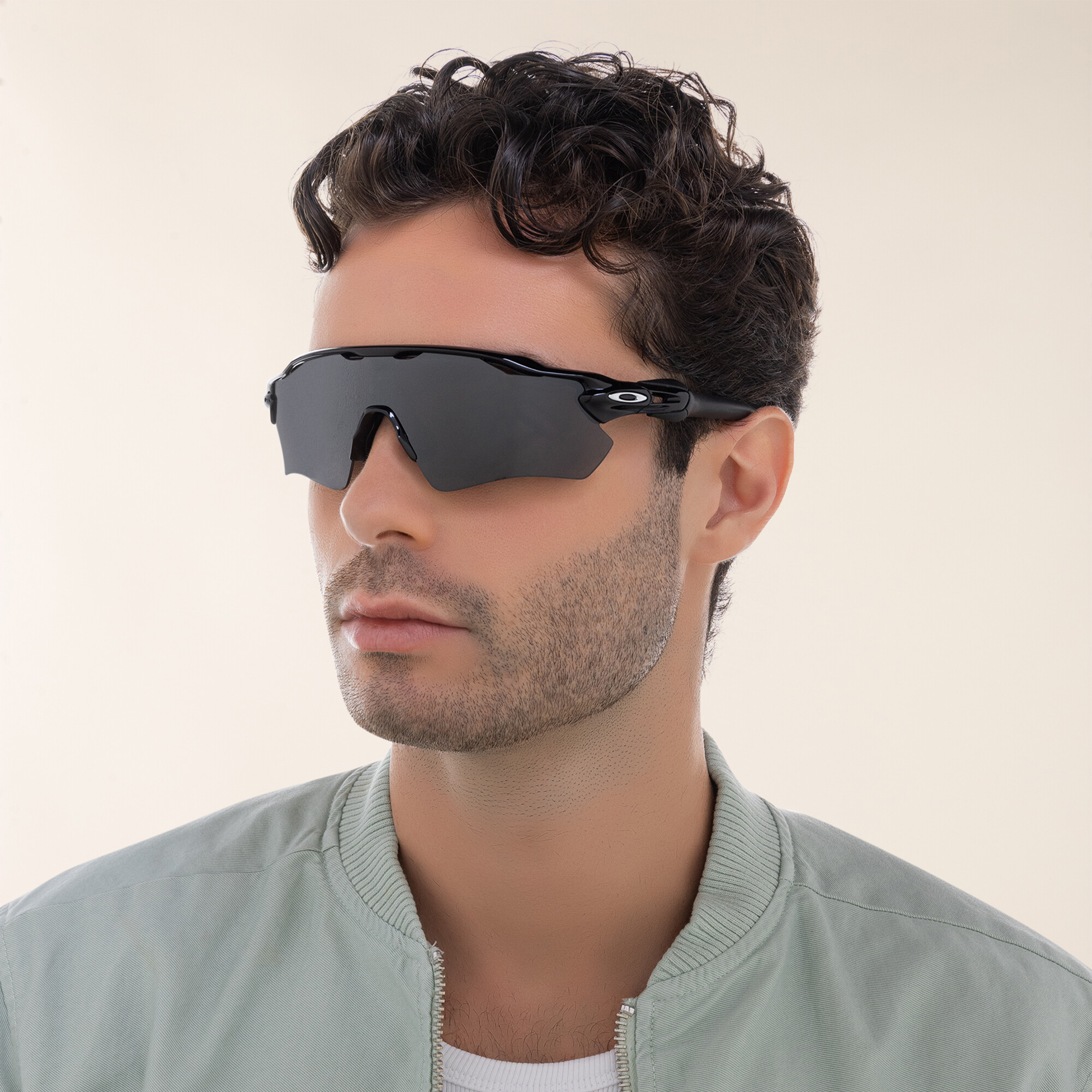 Shop Oakley Radar EV Path Half-Rim Mask Sunglasses in Polished Black online.