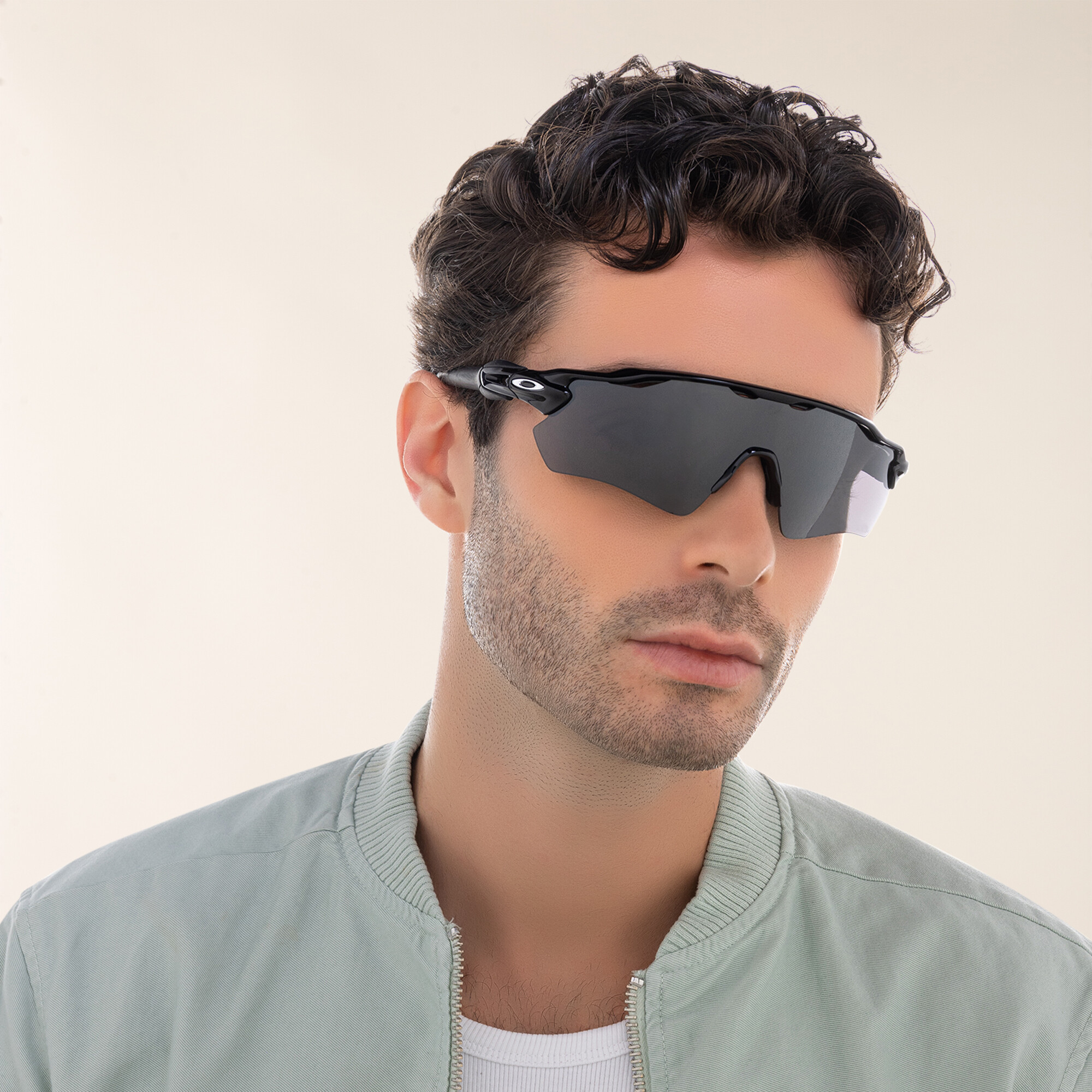 Shop Oakley Radar EV Path Half-Rim Mask Sunglasses in Polished Black online.