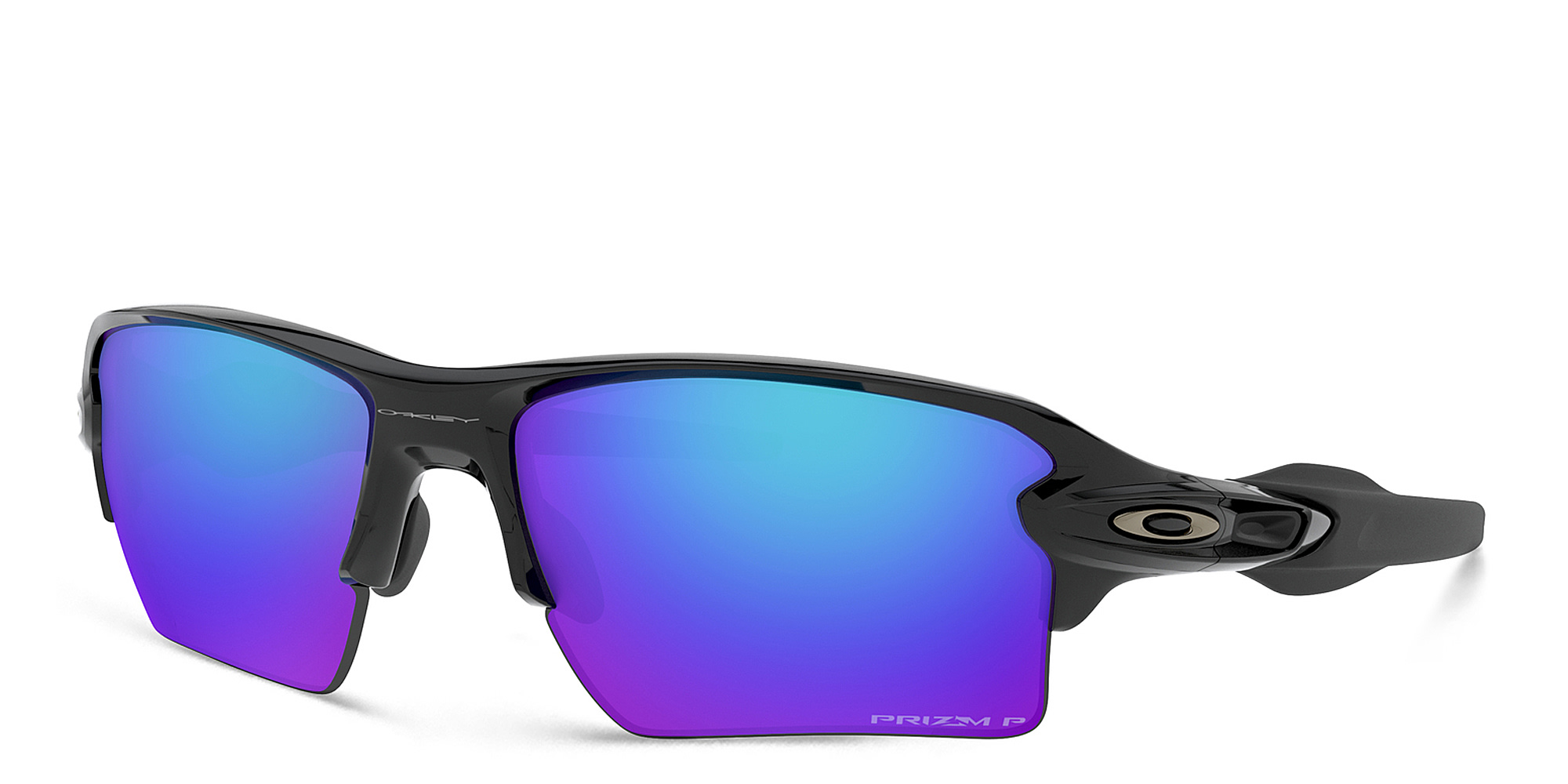 Shop Oakley Flak 2.0 XL Half-Rim Rectangle Sunglasses in Polished Black online.