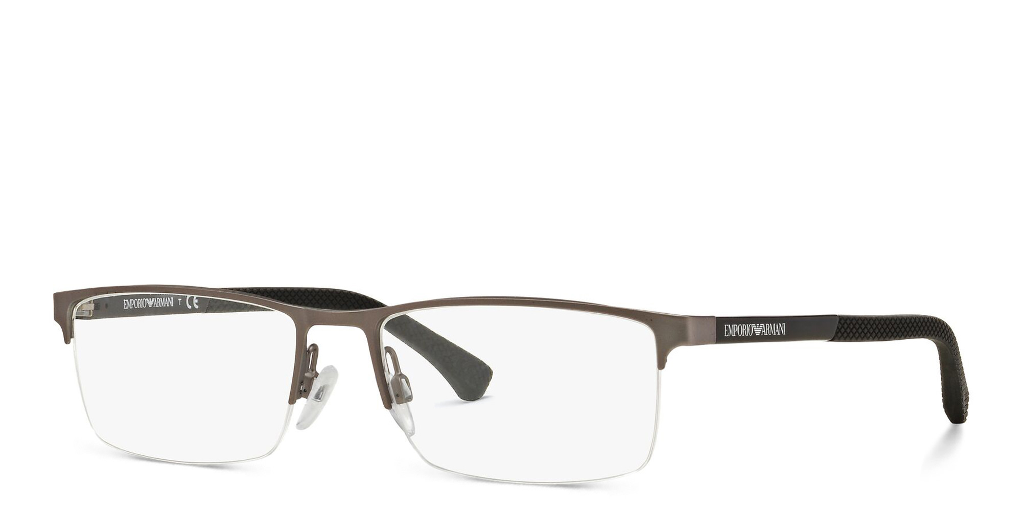 Emporio Armani Half Rim Wide Rectangle Eyeglasses in Gunmetal – Product Photo 2