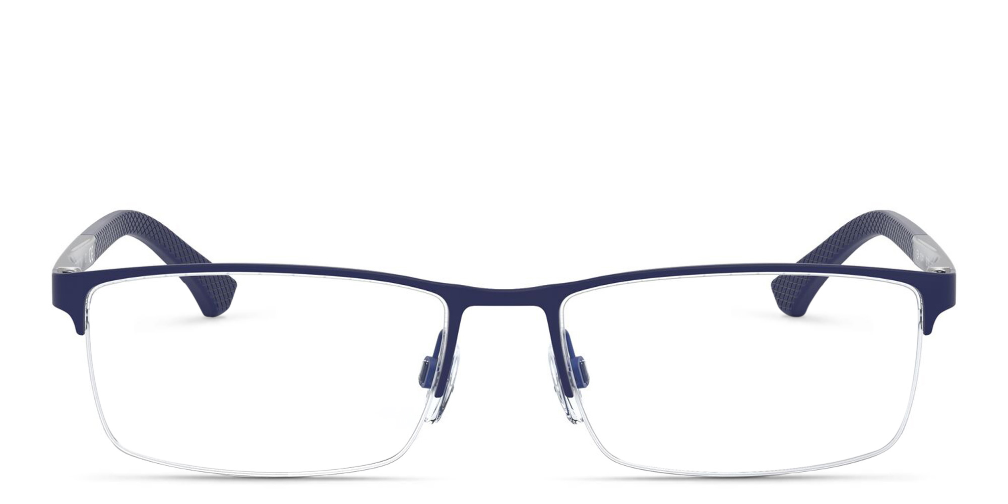 Emporio Armani Half Rim Rectangle Eyeglasses in Rubber Blue – Product Photo 1