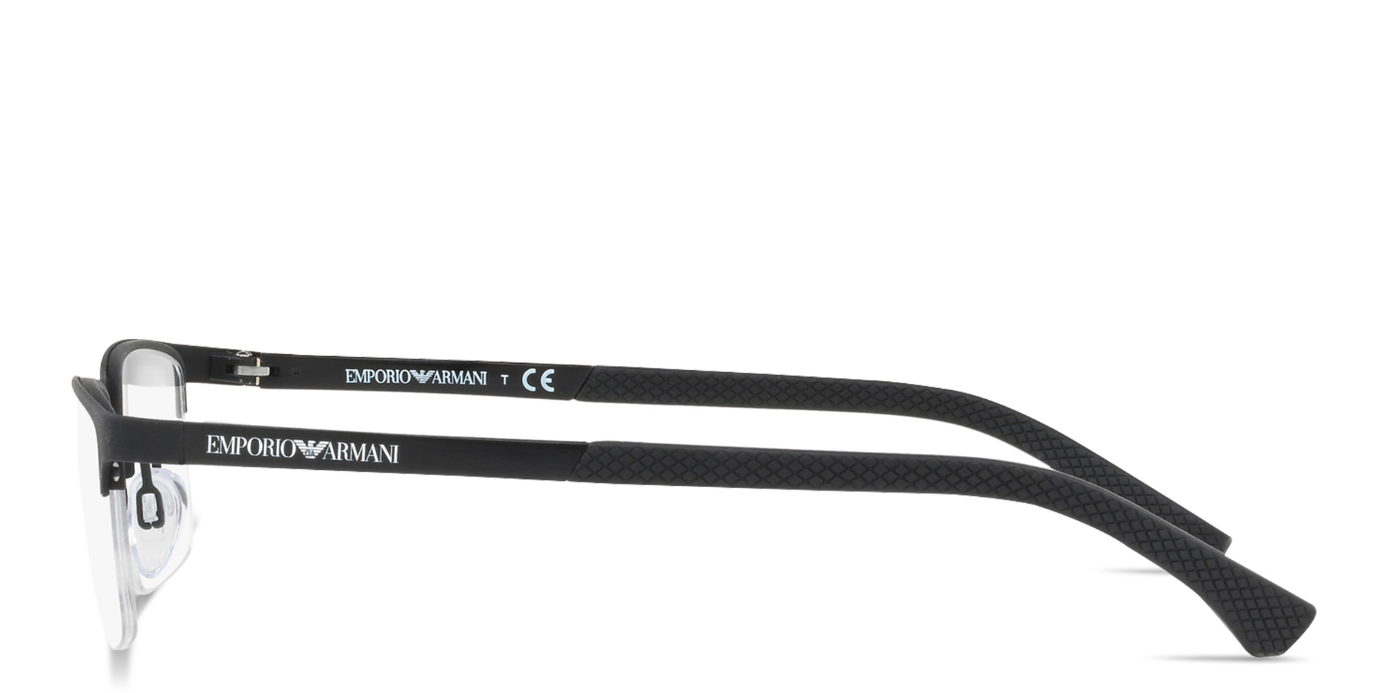Emporio Armani Logo Signature Half-Rim Rectangle Eyeglasses in Black – Product Photo 3
