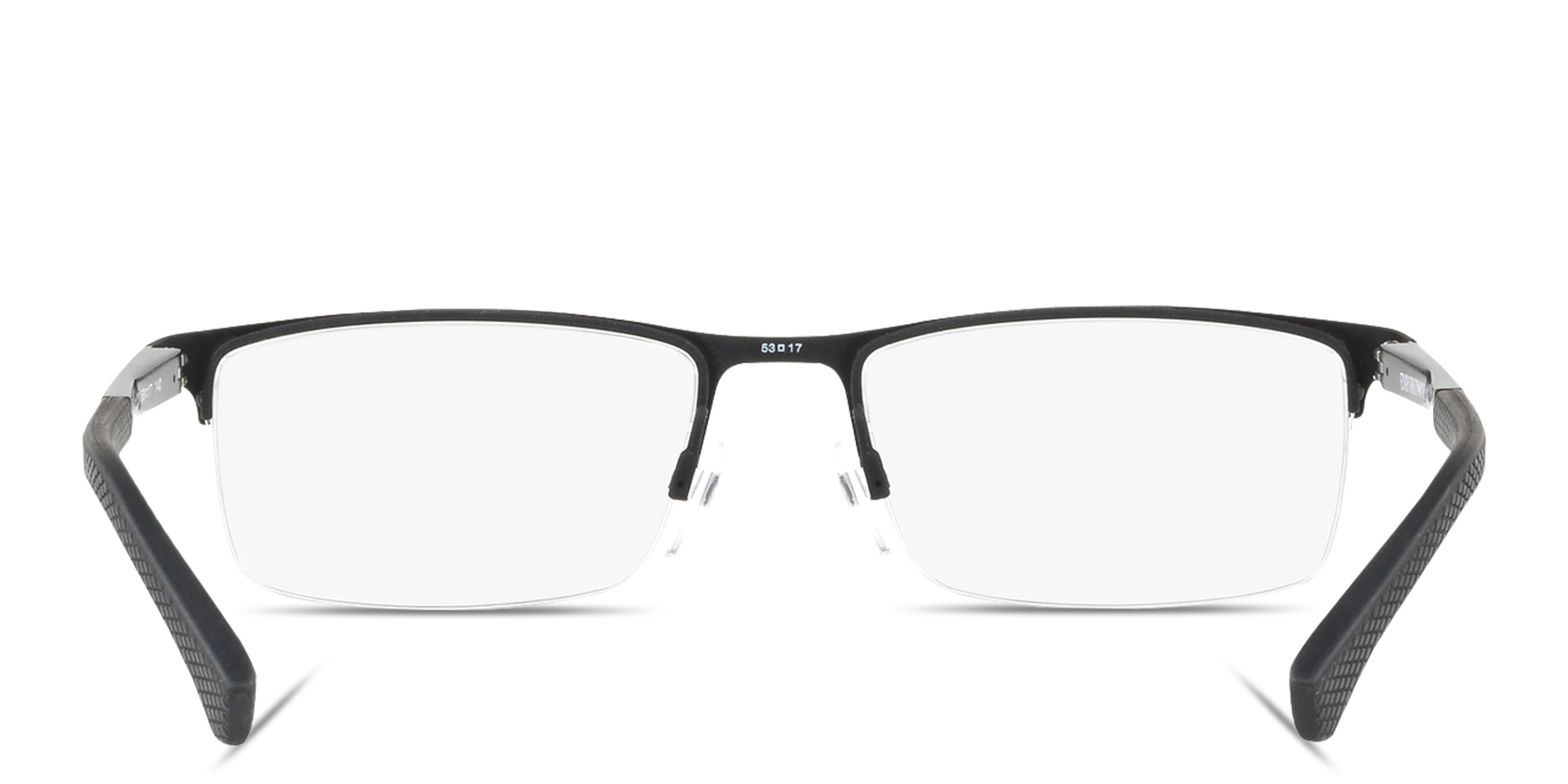 Emporio Armani Logo Signature Half-Rim Rectangle Eyeglasses in Black – Product Photo 4