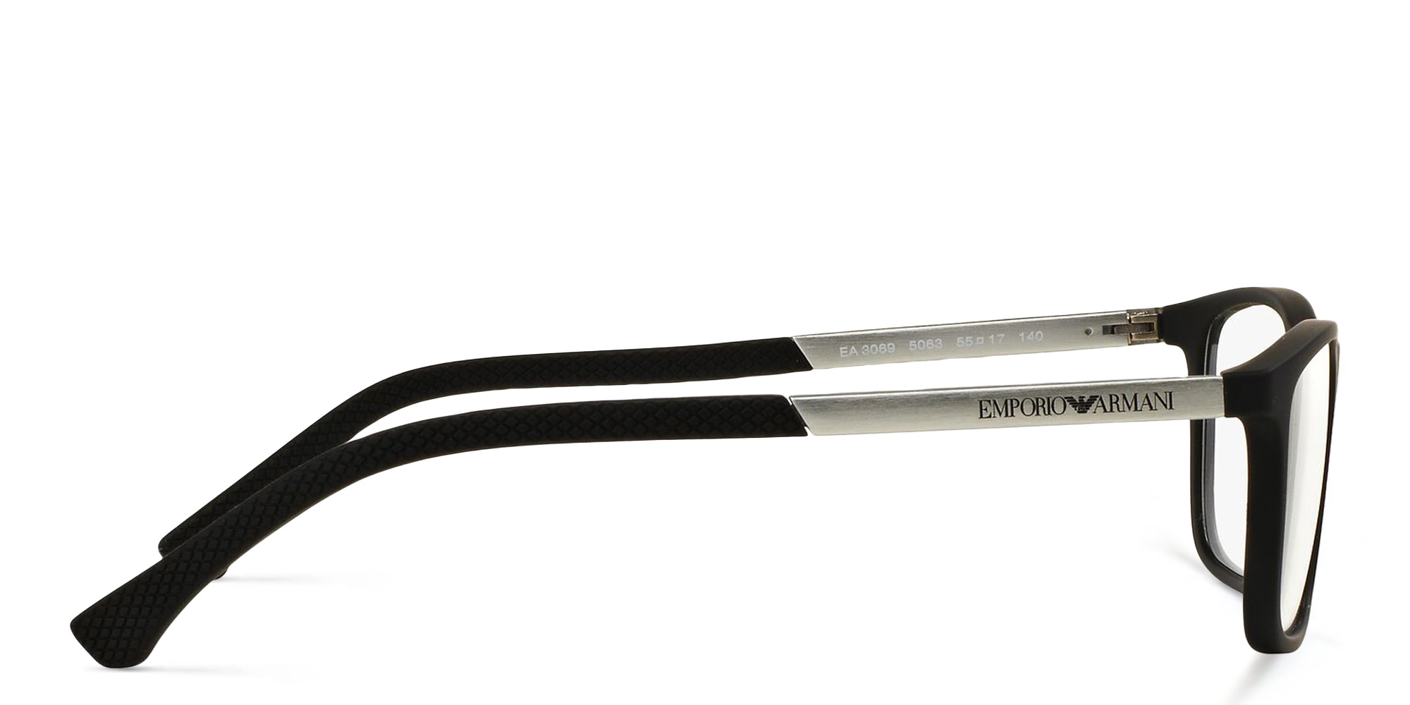 Emporio Armani Rectangle Eyeglasses in Rubber Black – Product Photo 3