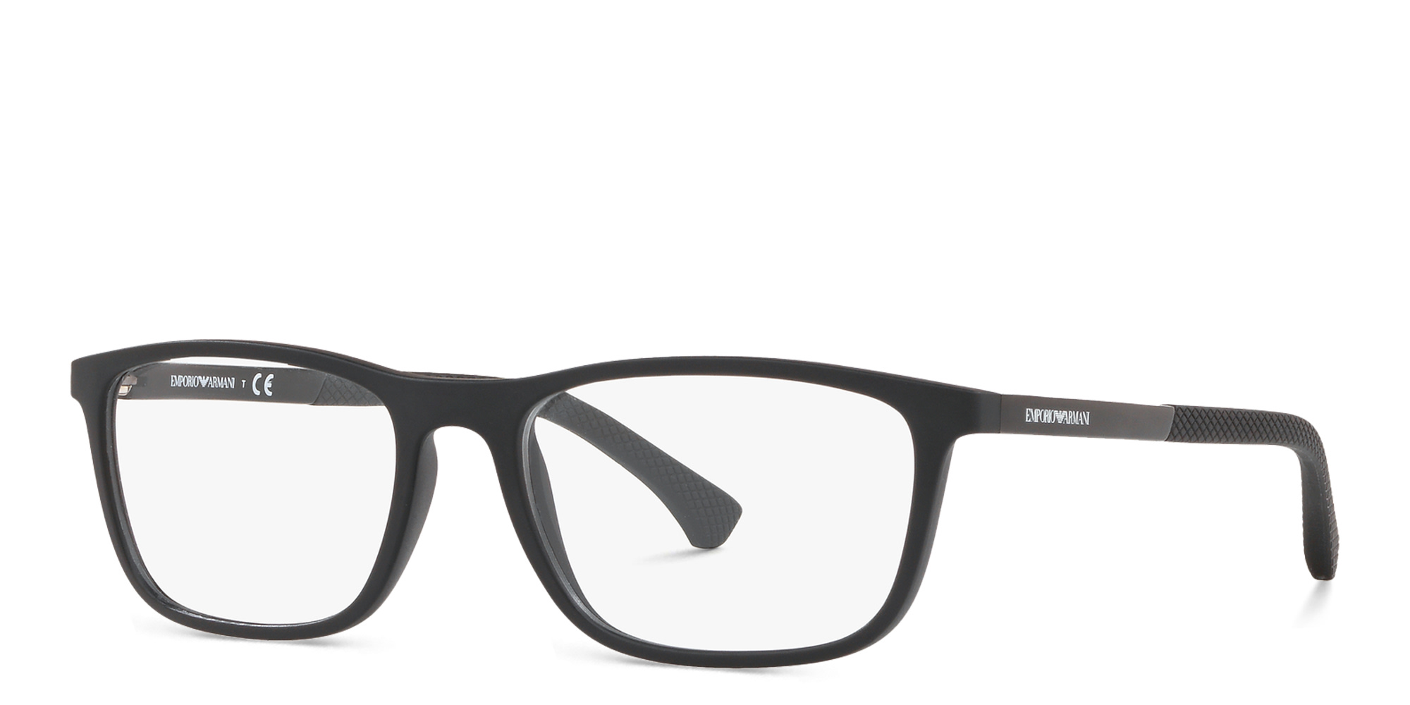 Emporio Armani Rectangle Eyeglasses in Rubber Black – Product Photo 2