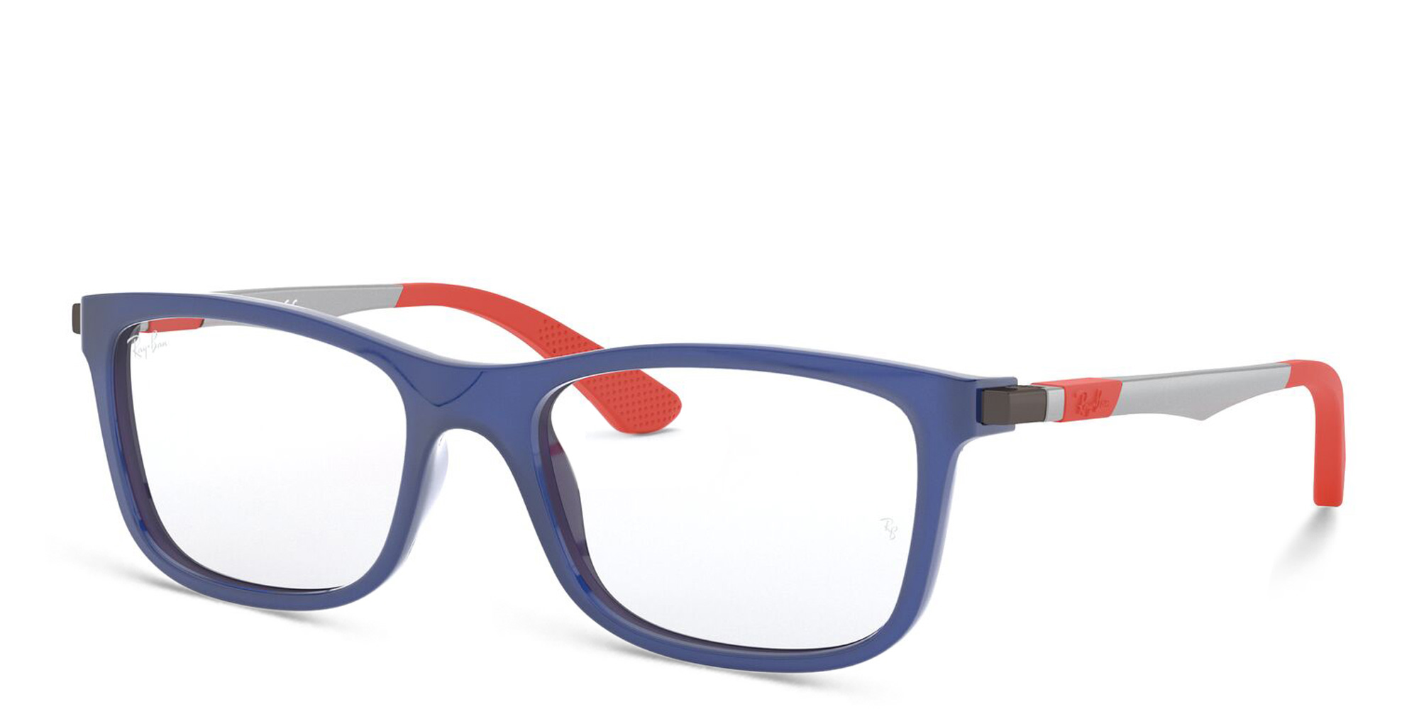 Ray-Ban Junior Kids Square Eyeglasses in Polished Blue – Product Photo 2