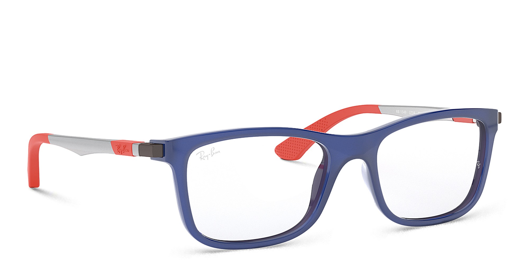 Ray-Ban Junior Kids Square Eyeglasses in Polished Blue – Product Photo 4