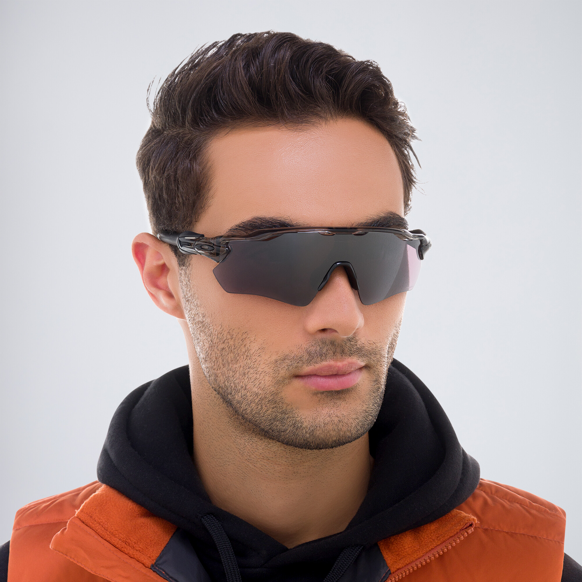 Shop Oakley Radar EV Path Half-Rim Mask Sunglasses in Grey Ink online.