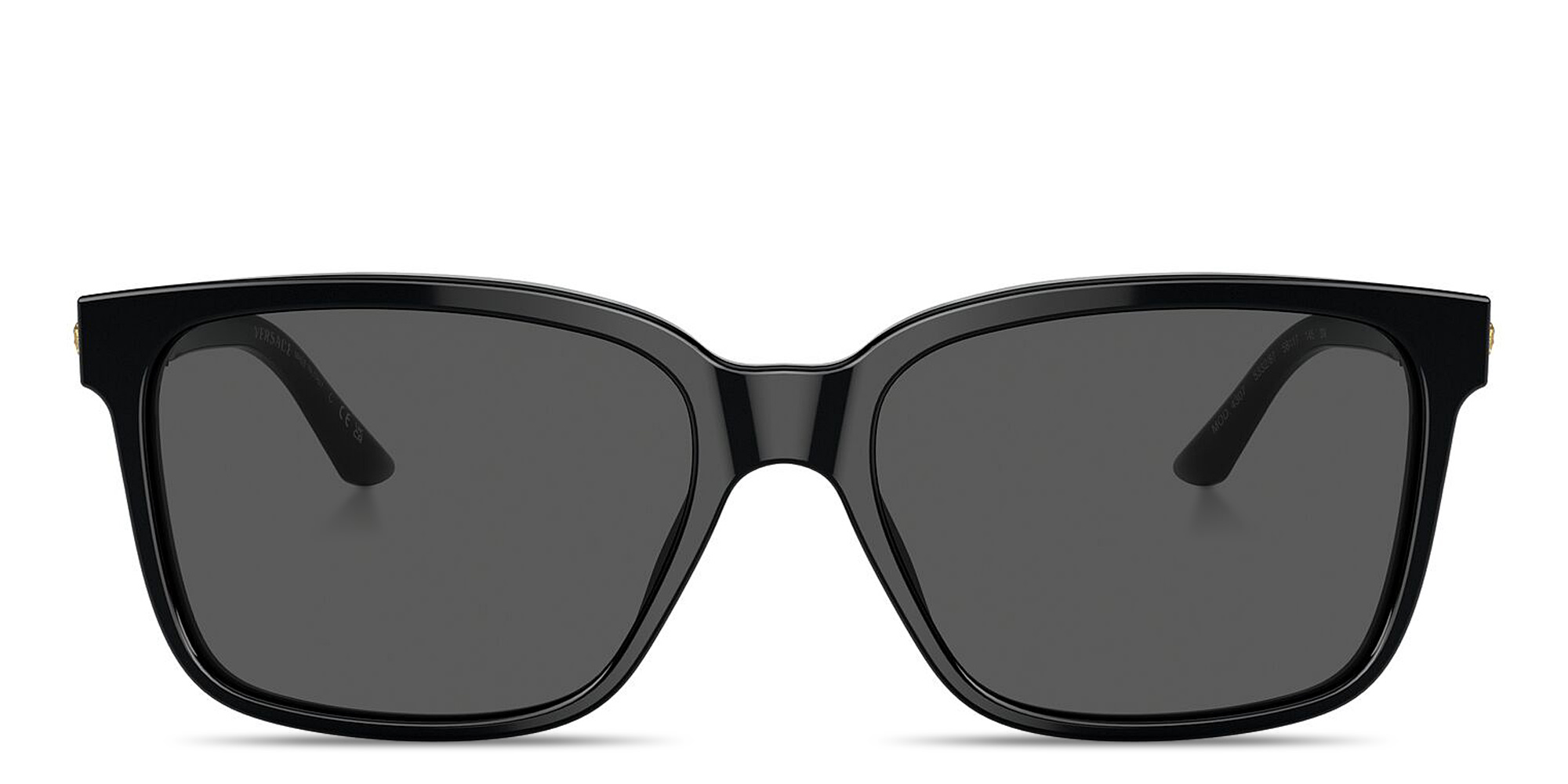 Shop VERSACE Medusa Rectangle Sunglasses in Black online.