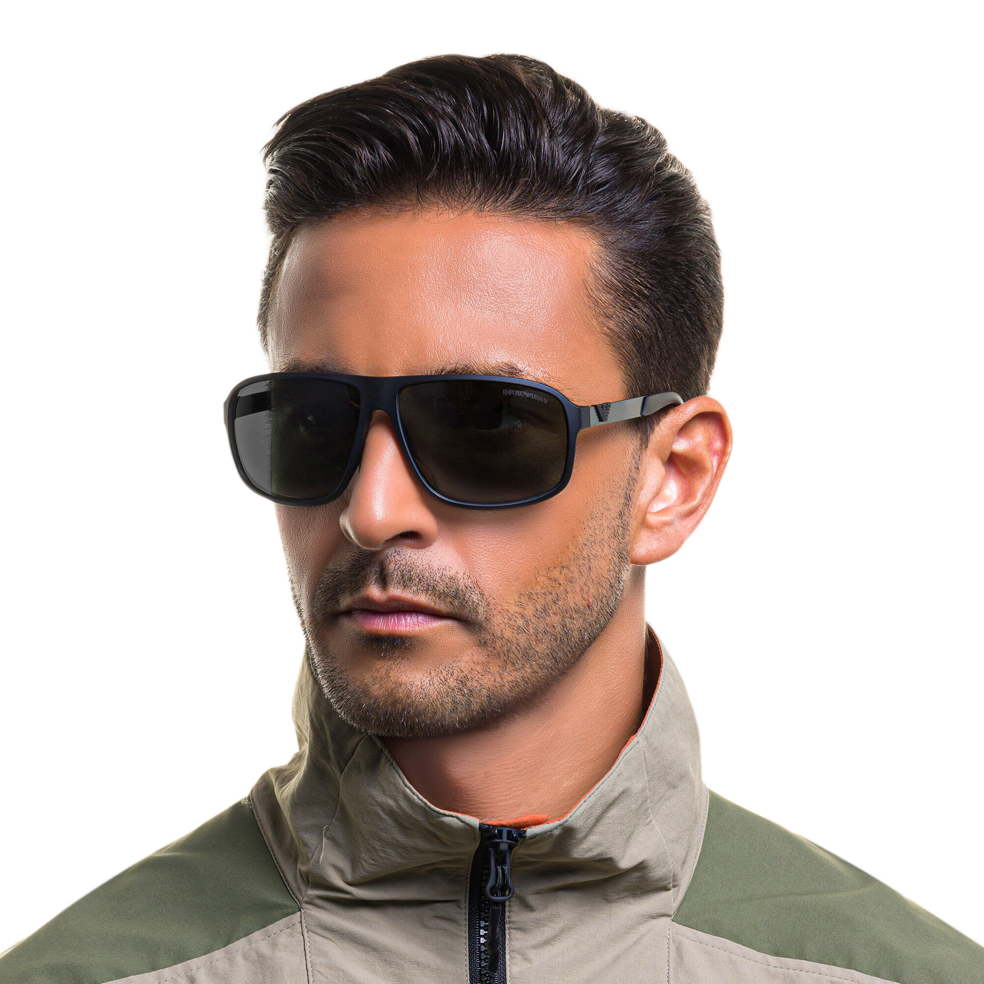 Emporio Armani Square Sunglasses in Matte Black – Product Photo 6