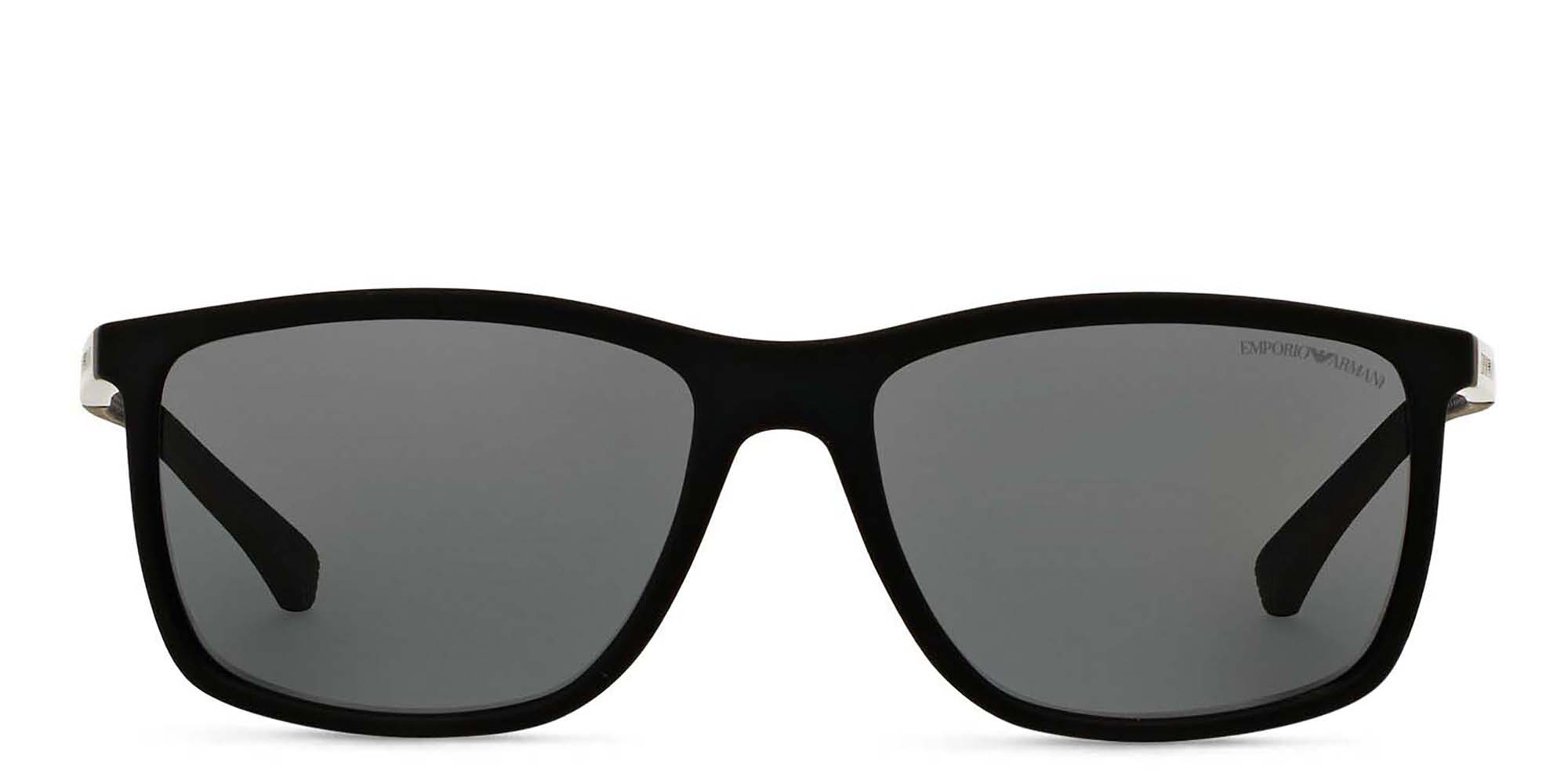 Emporio Armani Rectangle Sunglasses in Rubber Black – Product Photo 1