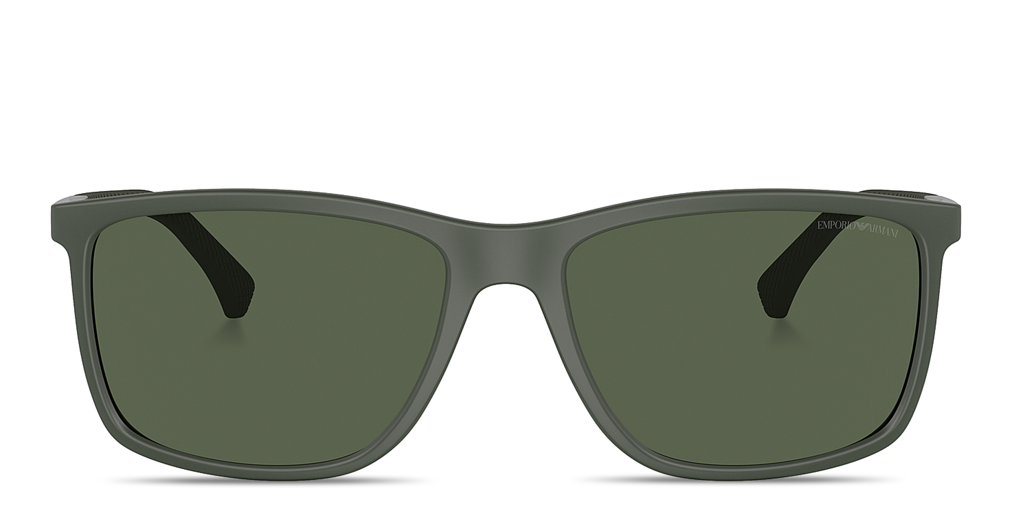 Shop Emporio Armani Logo Rectangle Sunglasses in Green online.
