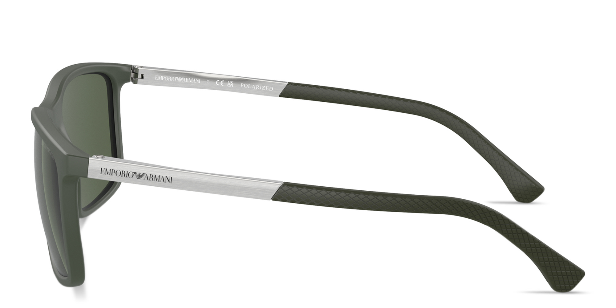 Shop Emporio Armani Logo Rectangle Sunglasses in Green online.