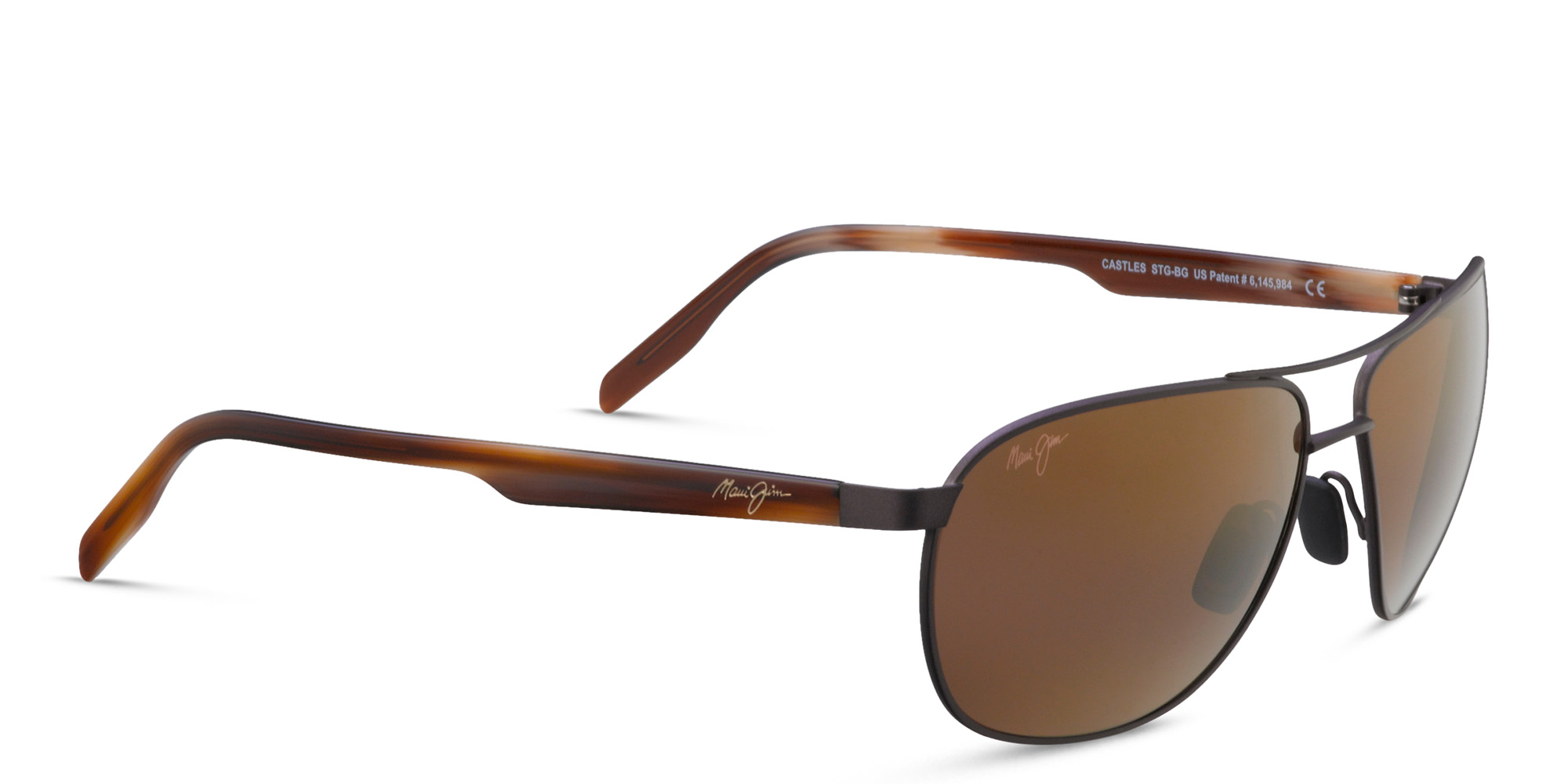 Maui Jim Unisex Wide Aviator Sunglasses in Brown – Product Photo 2