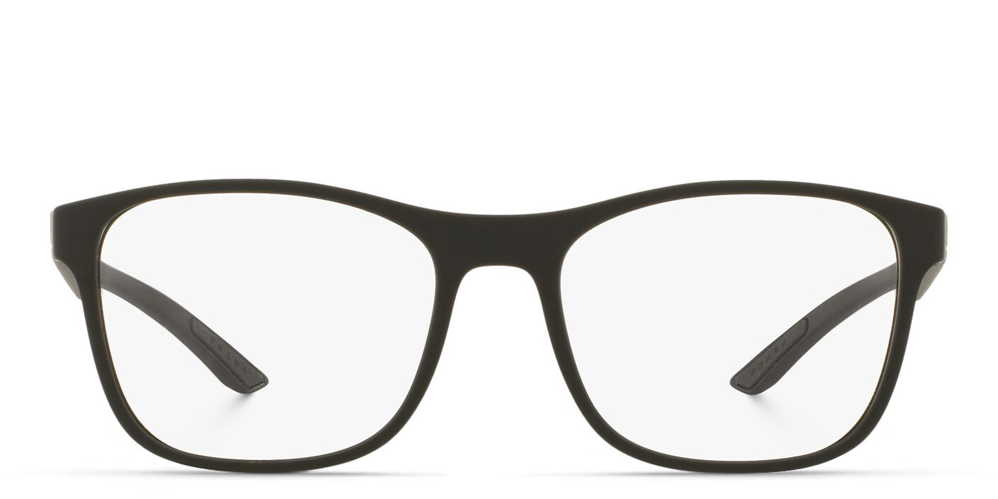 Prada Linea Rossa Square Eyeglasses in Black Rubber – Product Photo 1